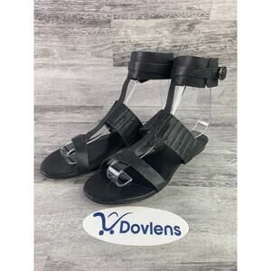 Leon Max Womens Black Leather Ankle Strap Sandals Size 6M
